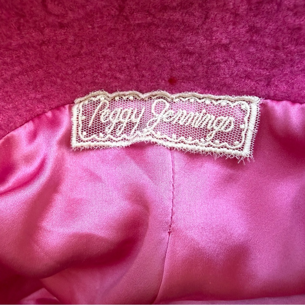 Peggy Jennings VTG felted wool jacket, ribbon-style trim, silk lined, pink, XS - Picture 14 of 17